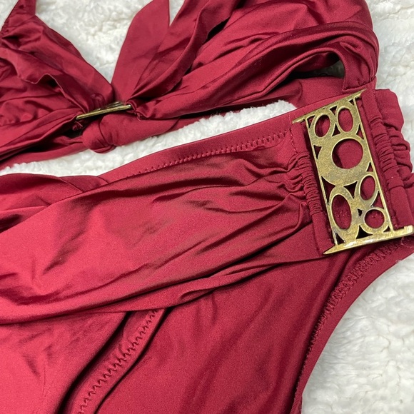Becca by Becca virtue bikini maroon with bronze accents size small - Picture 3 of 12